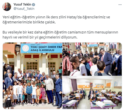 Bakan Tekin, ilk ders zilini öğrencilerle Hatay’da çaldı