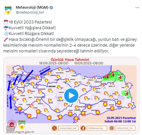 Meteoroloji’den kuvvetli yağış uyarısı