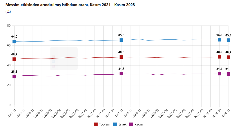 TÜİK-İşsizlik kasımda 0,4 puan artışla yüzde 9,0’a yükseldi