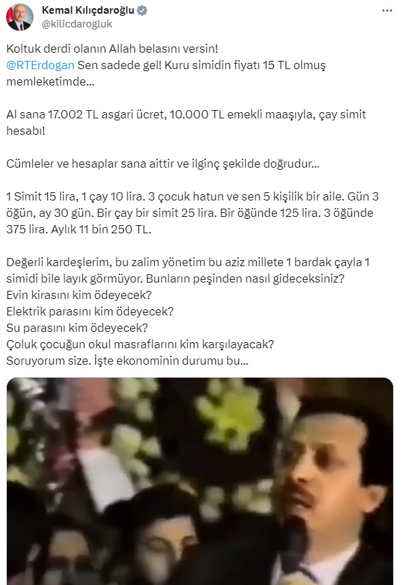 Kılıçdaroğlu’ndan Erdoğan’a yanıt: Koltuk derdi olanın Allah belasını versin
