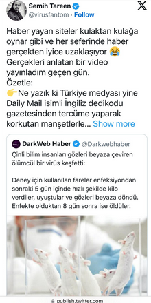 Virolog Tareen, ‘Çin ölümcül virüs üretti’ haberlerinin aslını yazdı