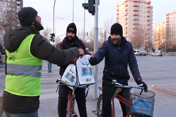 Konya’da “Dünya Kışın Bisikletle İşe Gitme Günü” etkinliği düzenlendi