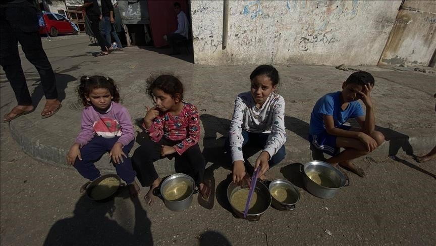 Gazzeliler çimen yiyip kirli su içiyor