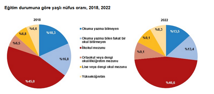 TÜİK- Türkiye’de yaşlı nüfus 8 milyon 722 bin 806 kişiye yükseldi