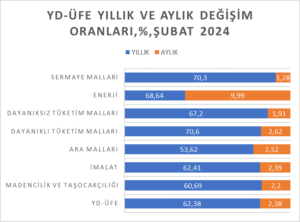 ŞUBAT AYI AYI YURT DIŞI ÜRETİCİ FİYAT ENDEKSİ ARTIŞI