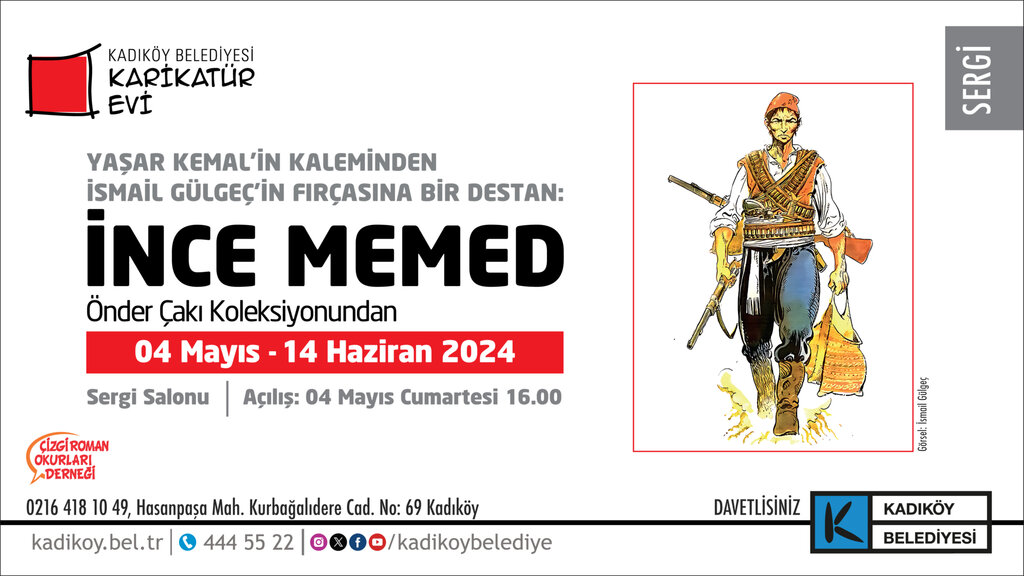 İnce Memed Karikatür Sergisi, Kadıköy Belediyesi Karikatür Evi’nde açılıyor