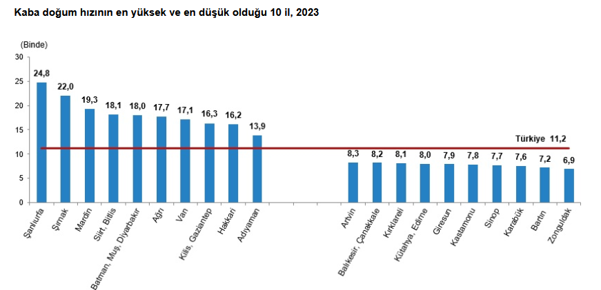 TÜİK – Türkiye’de 2023 yılında 958 bin 408 bebek canlı doğdu