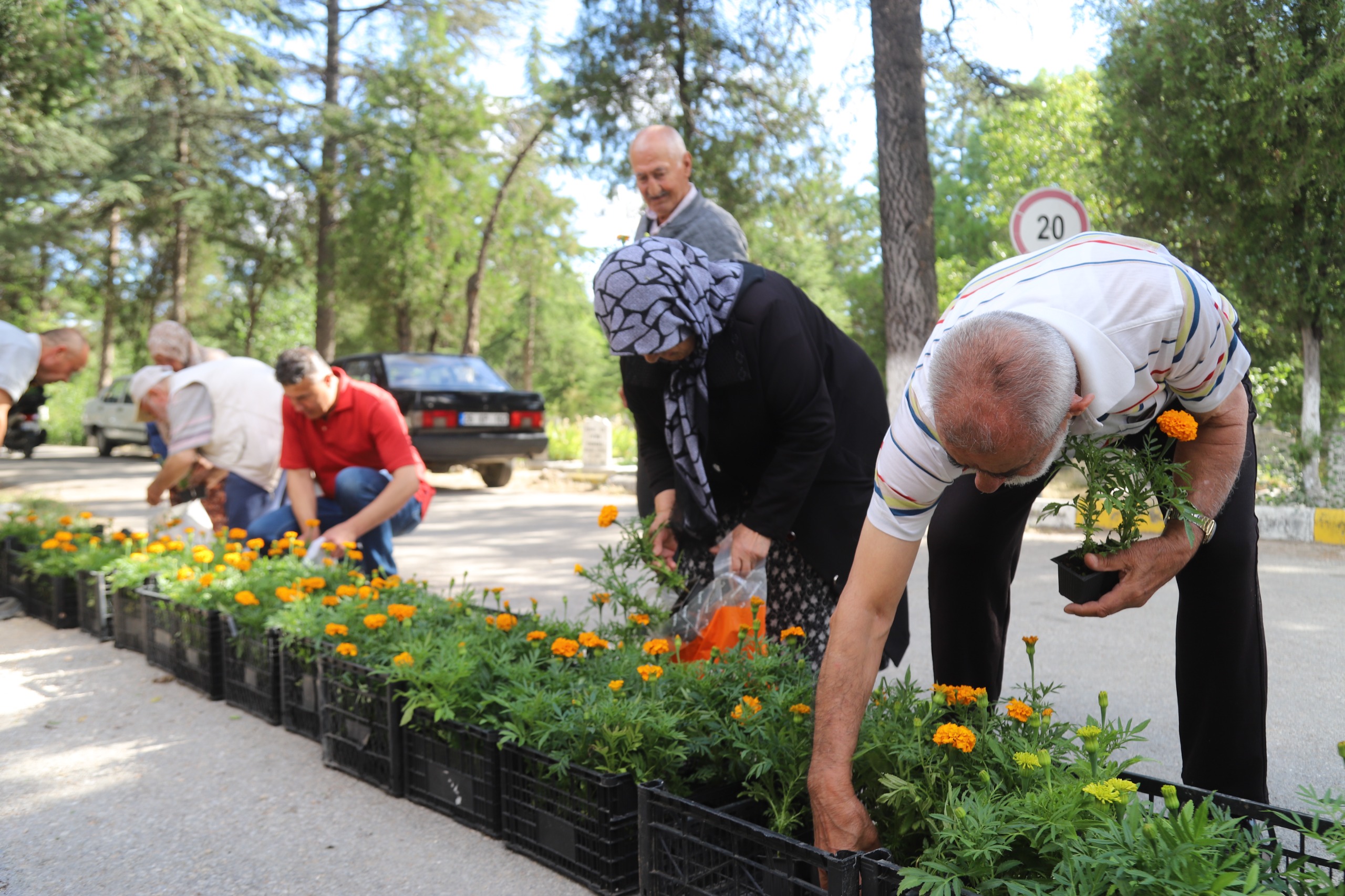 Eskişehir Büyükşehir mezarlıklarda on binlerce çiçek dağıttı