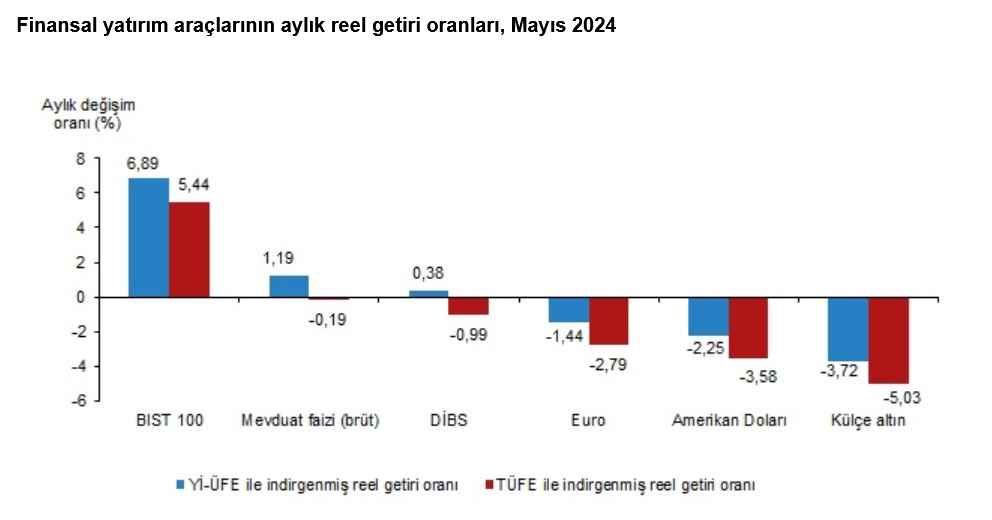 TÜİK- Mayıs’ta aylık en yüksek reel getiri BIST 100 Endeksi’nde oldu