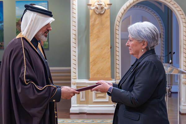 Kanada Genel Valisi , Katar’ın Ottawa Büyükelçisi’nin güven mektubunu kabul etti