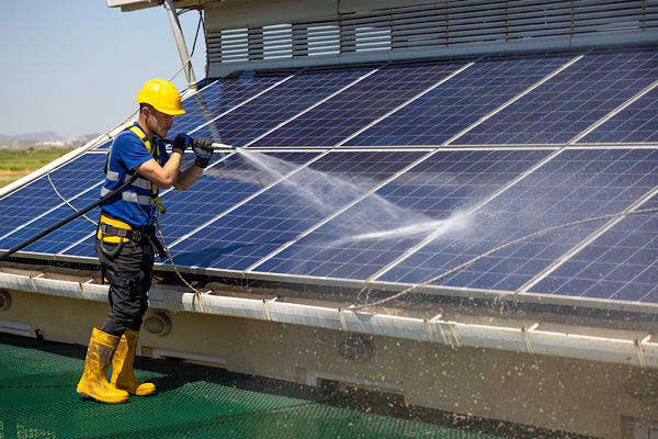 İzmir’de yağmur suyu hasadı ile güneş enerji panelleri temizleniyor