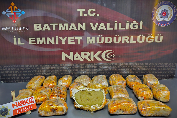 Batman’da 11 kilo 500 gram esrar ele geçirildi