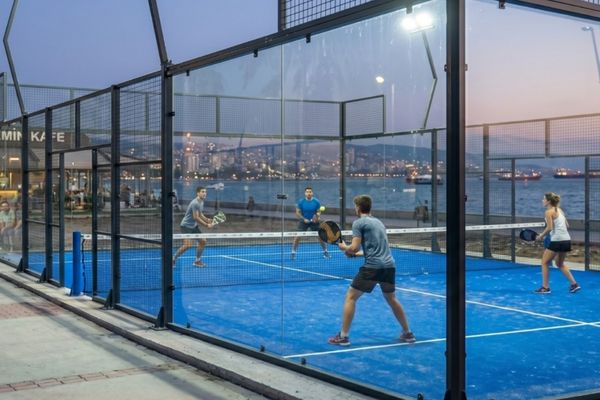Bostanlı Sahili’nde padel kortlarının yapımına başlandı