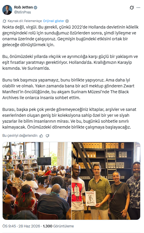 Jetten’den kölelik mirasına yönelik “Onarım ve Eşitlik” vurgusu